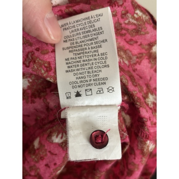 Joie Womens XL Top Ruffle Bib Floral Boho Prairie Peasant Cotton Pink Summer - Picture 5 of 6